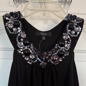 Express Black Sleeveless Top with Silver Embellishments